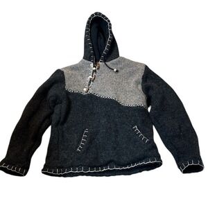 ShopHolic Men's Cross Fleece Lined Wool Pullover Hippy Festival‎ Hoodie Medium